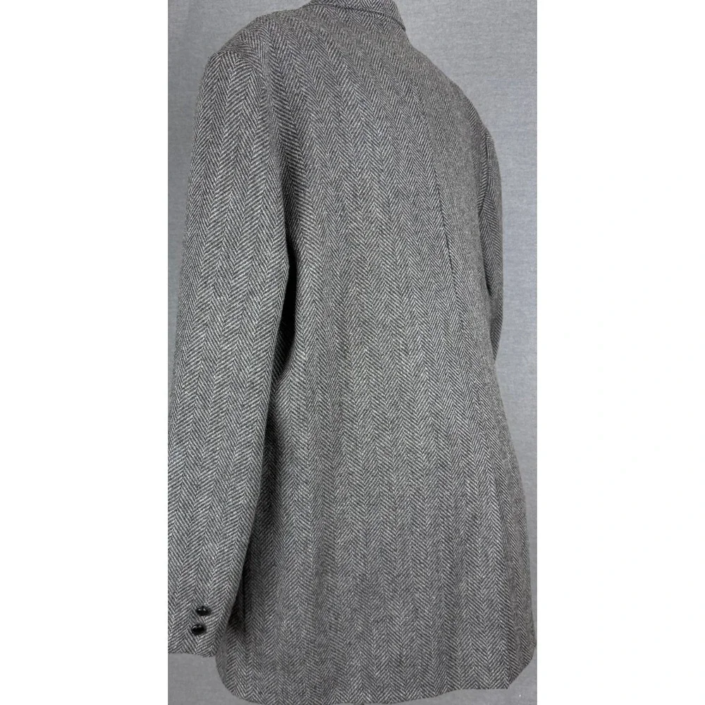 Vintage Bespoke‎ Mens Grey Herringbone Wool Blend Blazer Sport Coat Size 50 USA